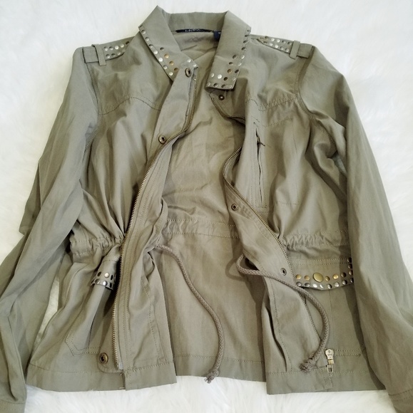 Life Style green military zippered jacket. Size PL - Picture 7 of 8